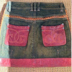 Vintage '06 Leather Christian Dior Denim Mini